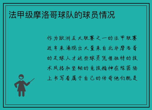 法甲级摩洛哥球队的球员情况